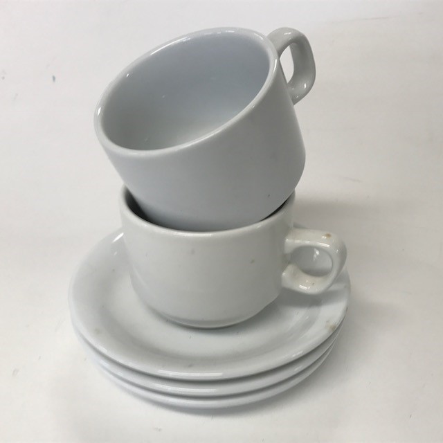 CROCKERY, Cup & Saucer (White Cafe Style)